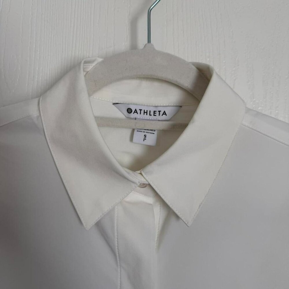 Athleta White Performance Button Down | Pilates C… - image 4